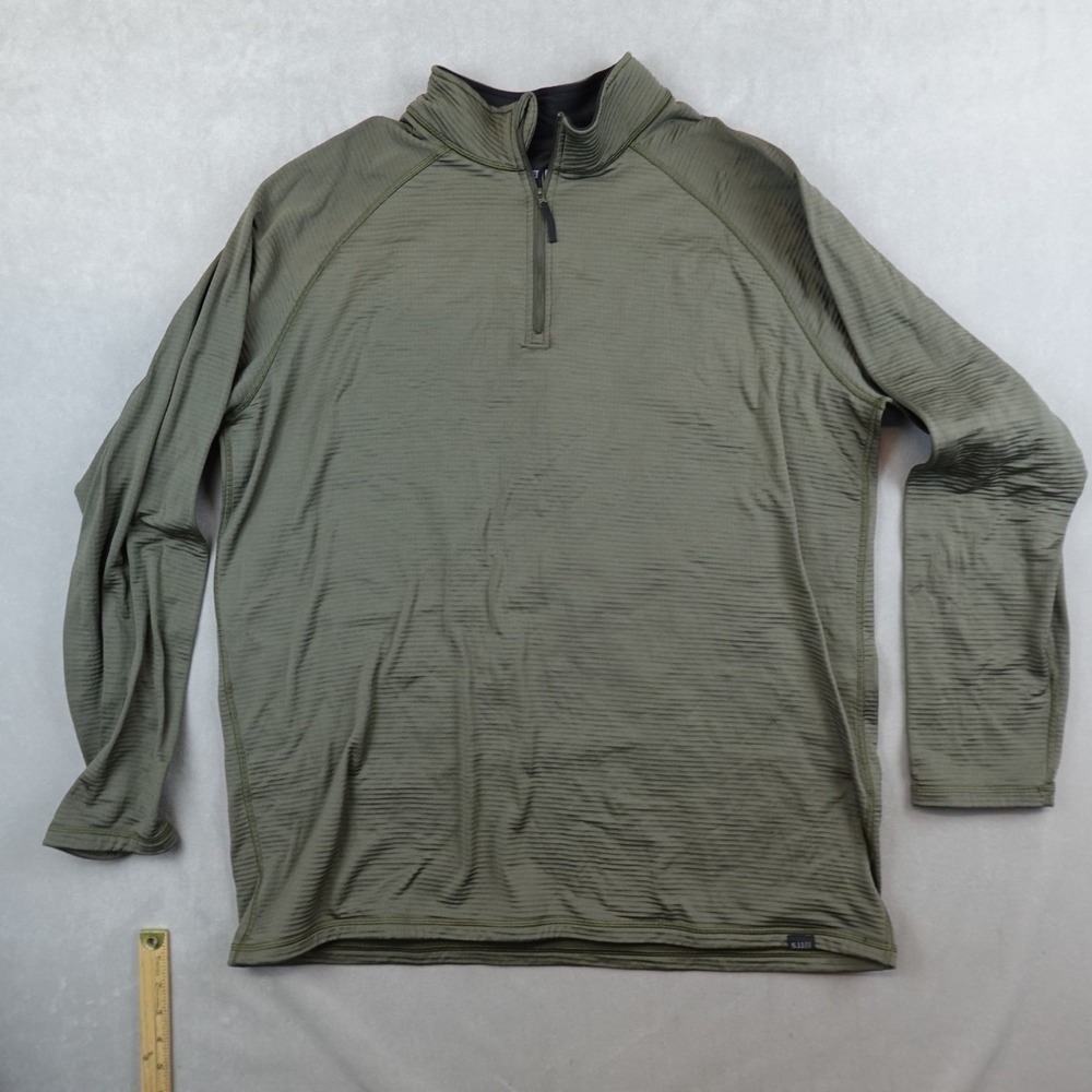 5.11 Tactical Stratos 1/4 Zip Grid Fleece Pullover Mens 2XL Olive Midlayer Shirt